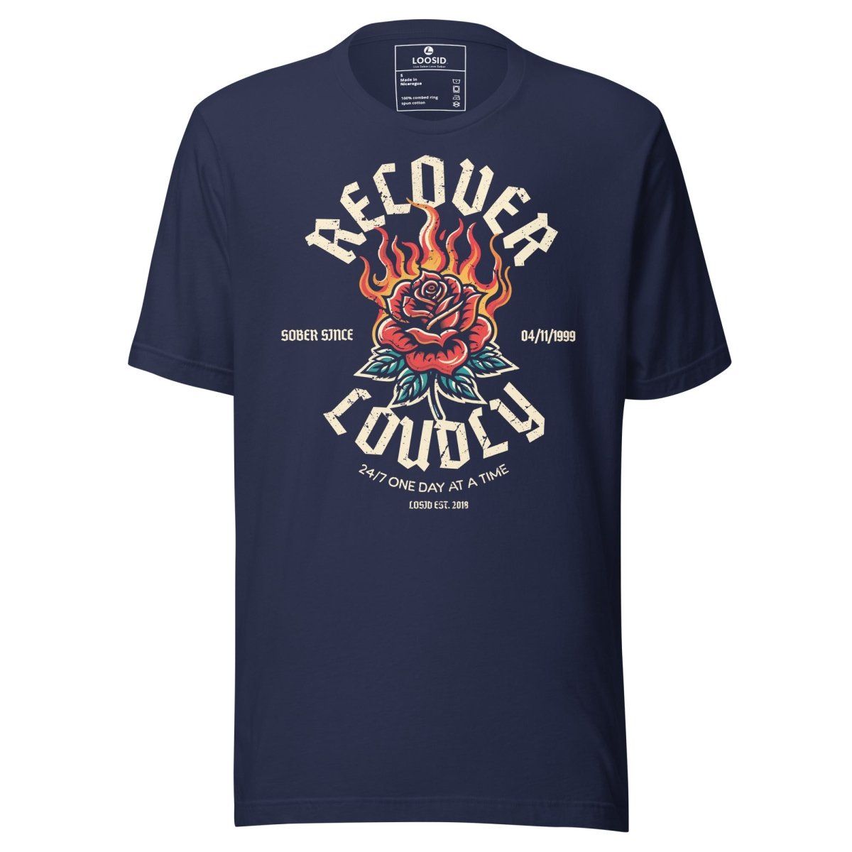 Recover Loudly Sober T Shirt back view (view 17)