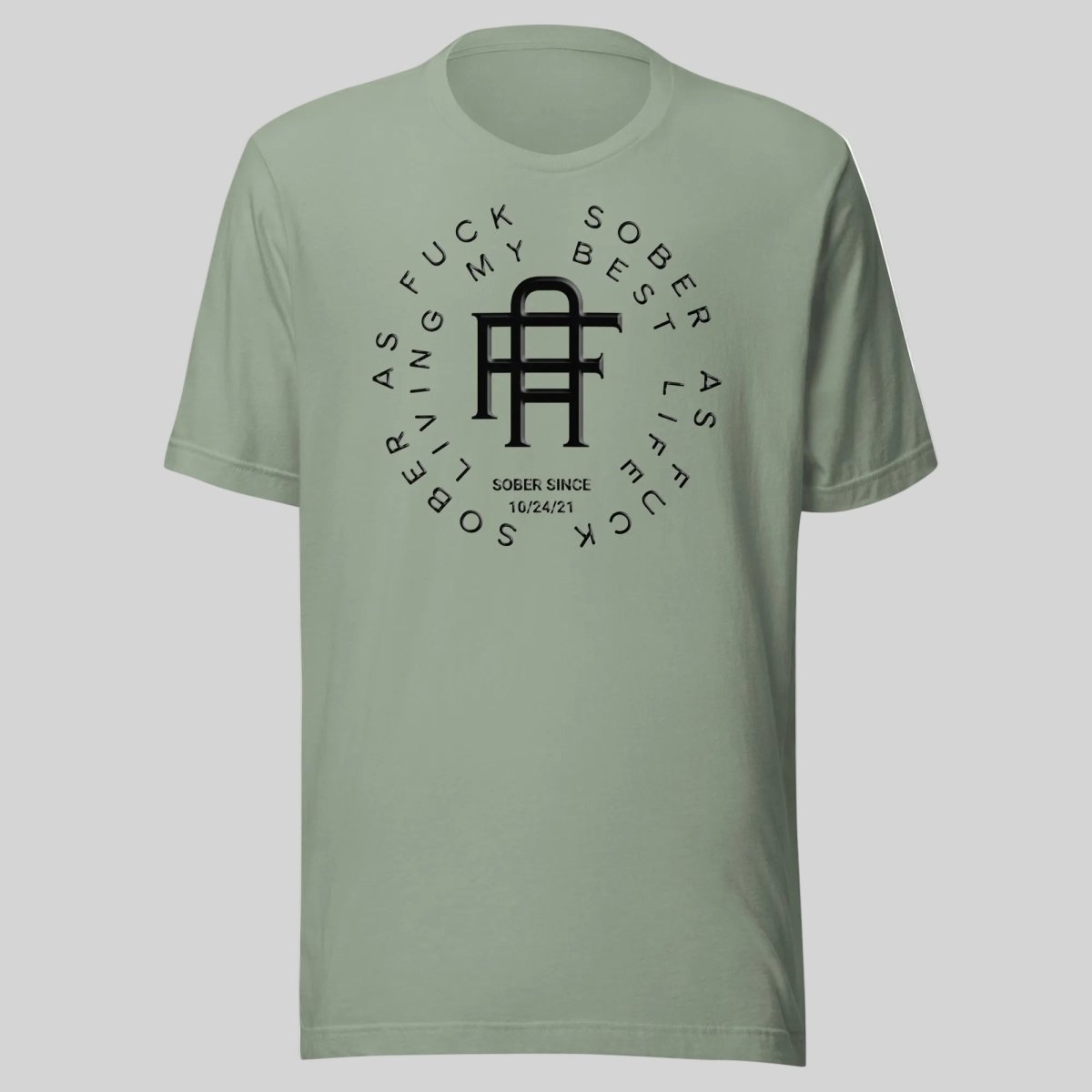 Living My Best Life Sober T Shirt fit detail (view 9)