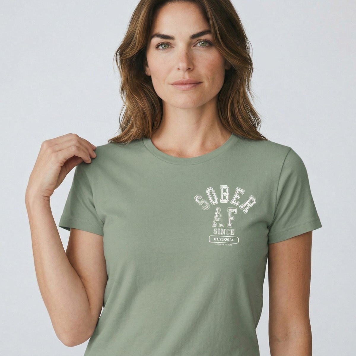 Women's Sober AF T-Shirt with Custom Sobriety Date
