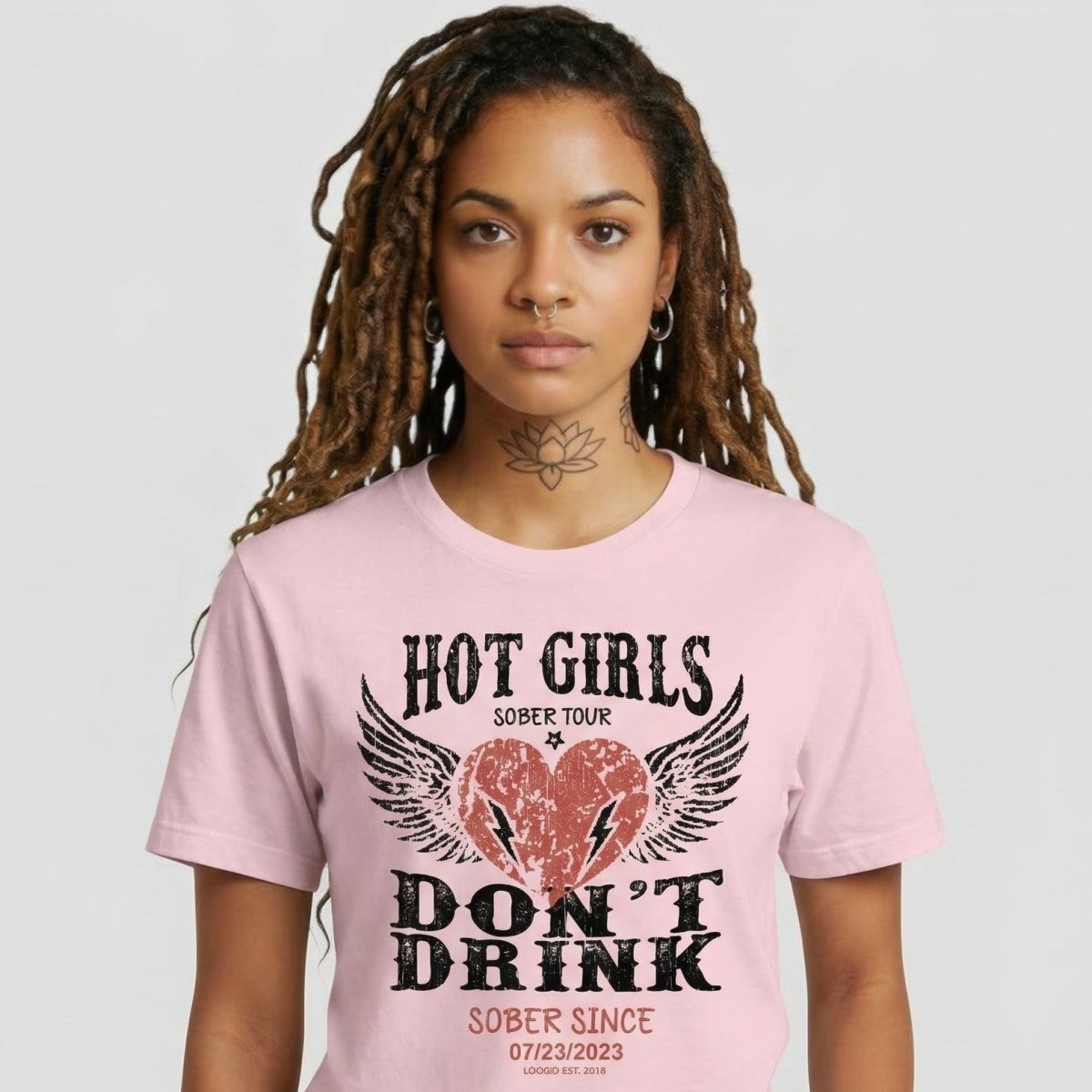 Hot Girls T-shirt with Custom Sobriety Date