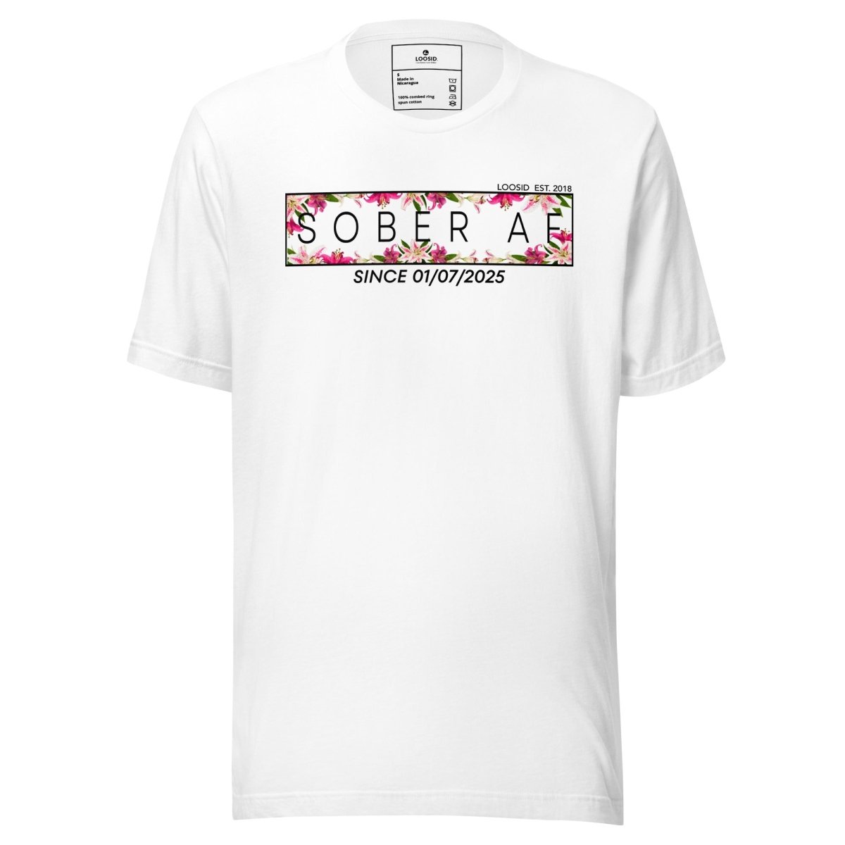 Sober AF Sober T Shirt flat lay styled image (view 3)