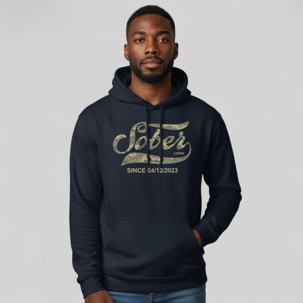 Recovery Hoodie | Sober Since Camo Hoodie with Personalized Date