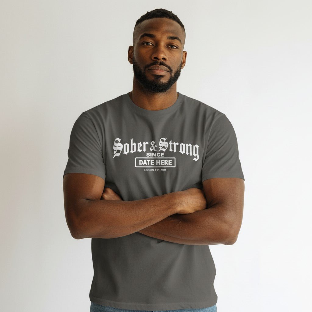 Sober T Shirt | Men’s Old School Tee with Personalized Sobriety Date