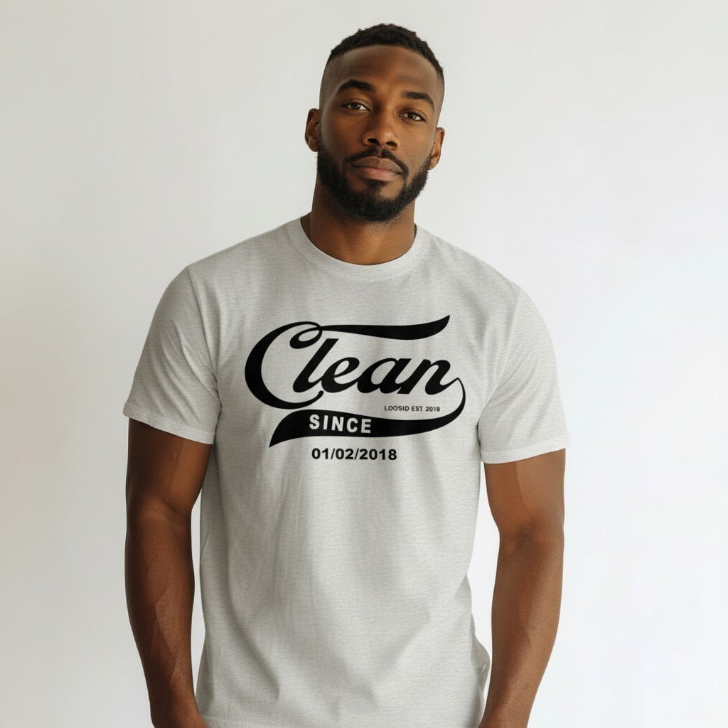 Clean Since Tee with Personalized Sobriety Date | Sober T Shirt