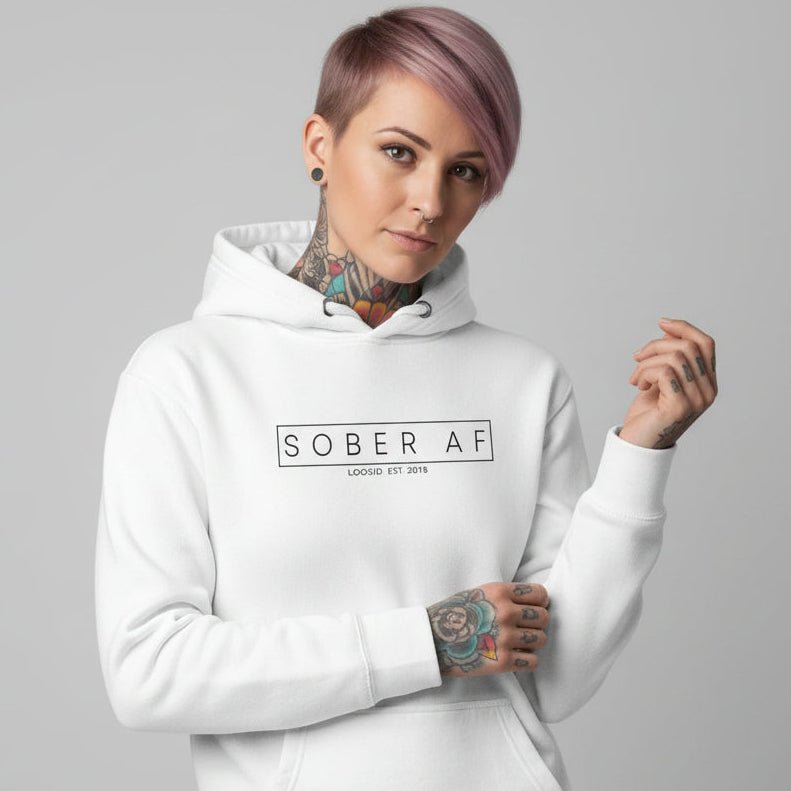 Recovery Hoodie | Sober AF Women's Hoodie with Custom Sobriety Date