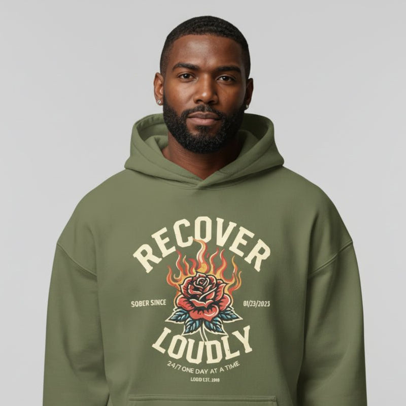 Recovery Hoodie | Recover Loudly Custom Sobriety Date Hoodie
