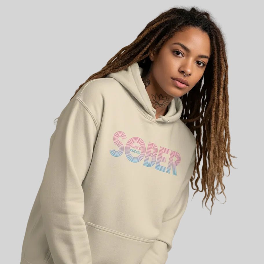 Recovery Hoodie | Retro Sobriety Date Hoodie with Personalized Date