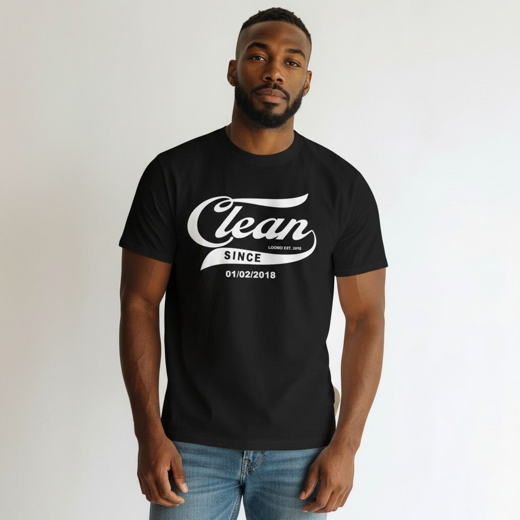 Clean Since Tee with Personalized Sobriety Date | Sober T Shirt