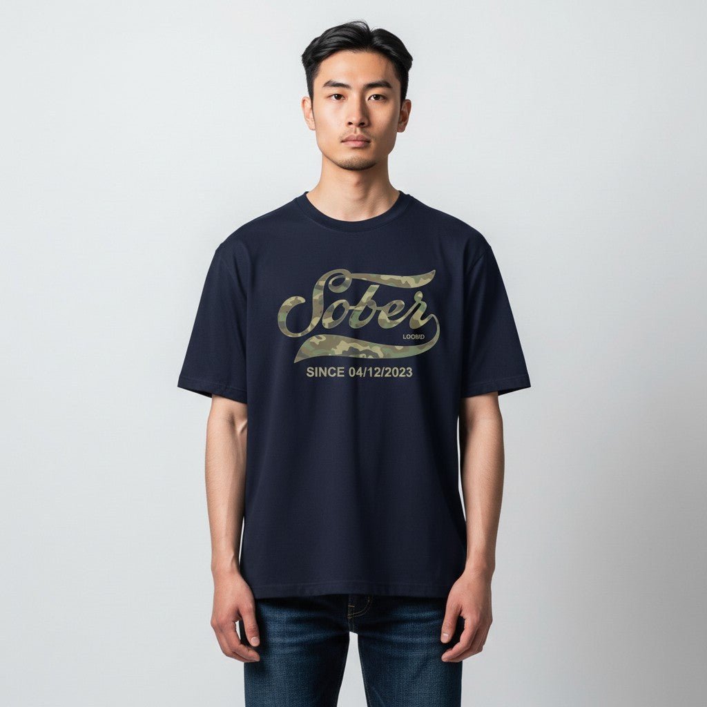 Sober T Shirt | Sober Since Camo Tee with Personalized Date