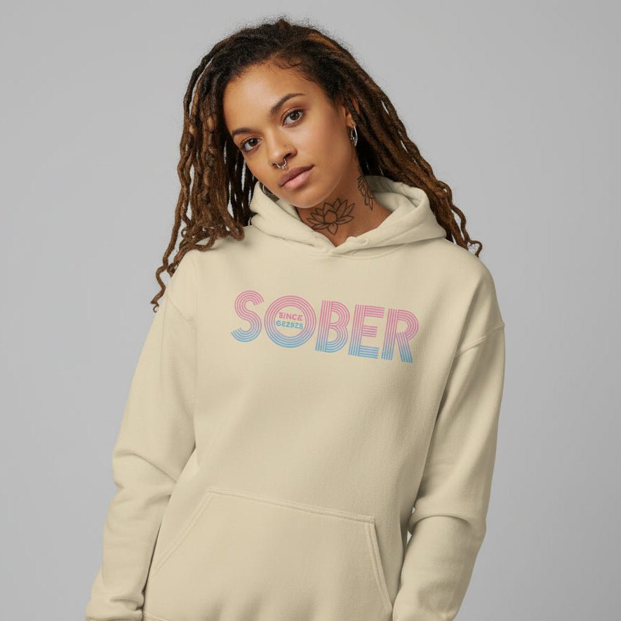 Recovery Hoodie | Retro Sobriety Date Hoodie with Personalized Date