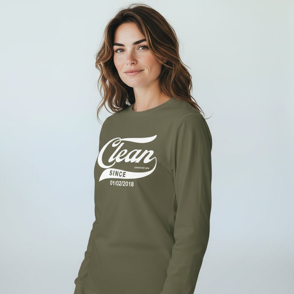 Clean Since Long Sleeve Sober T Shirt back view (view 17)