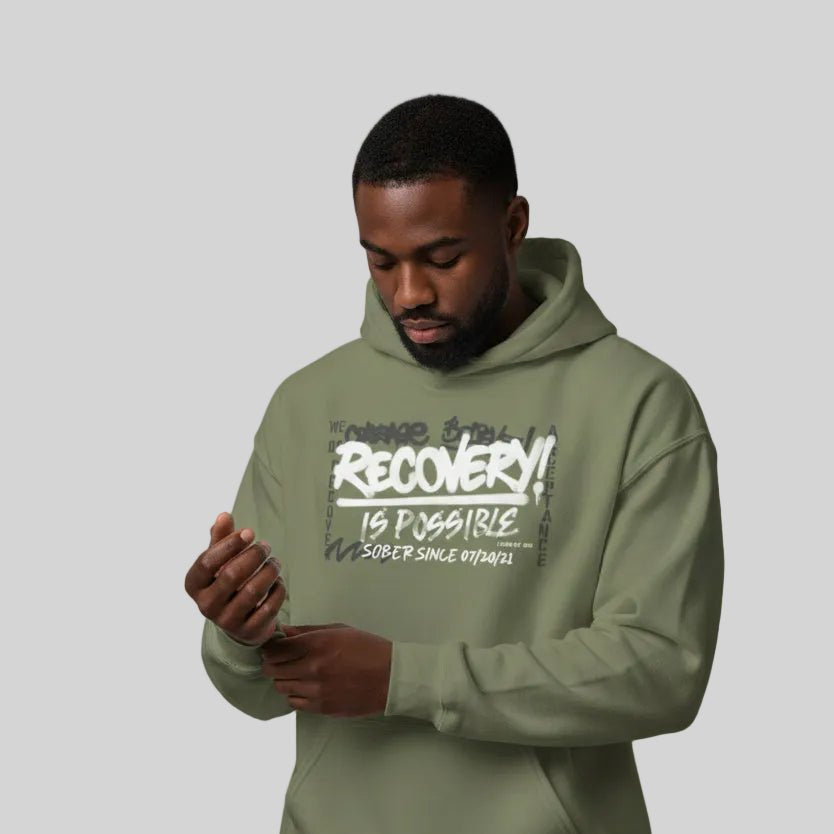 Recovery Hoodie | Men’s Recovery Is Possible Hoodie with Date