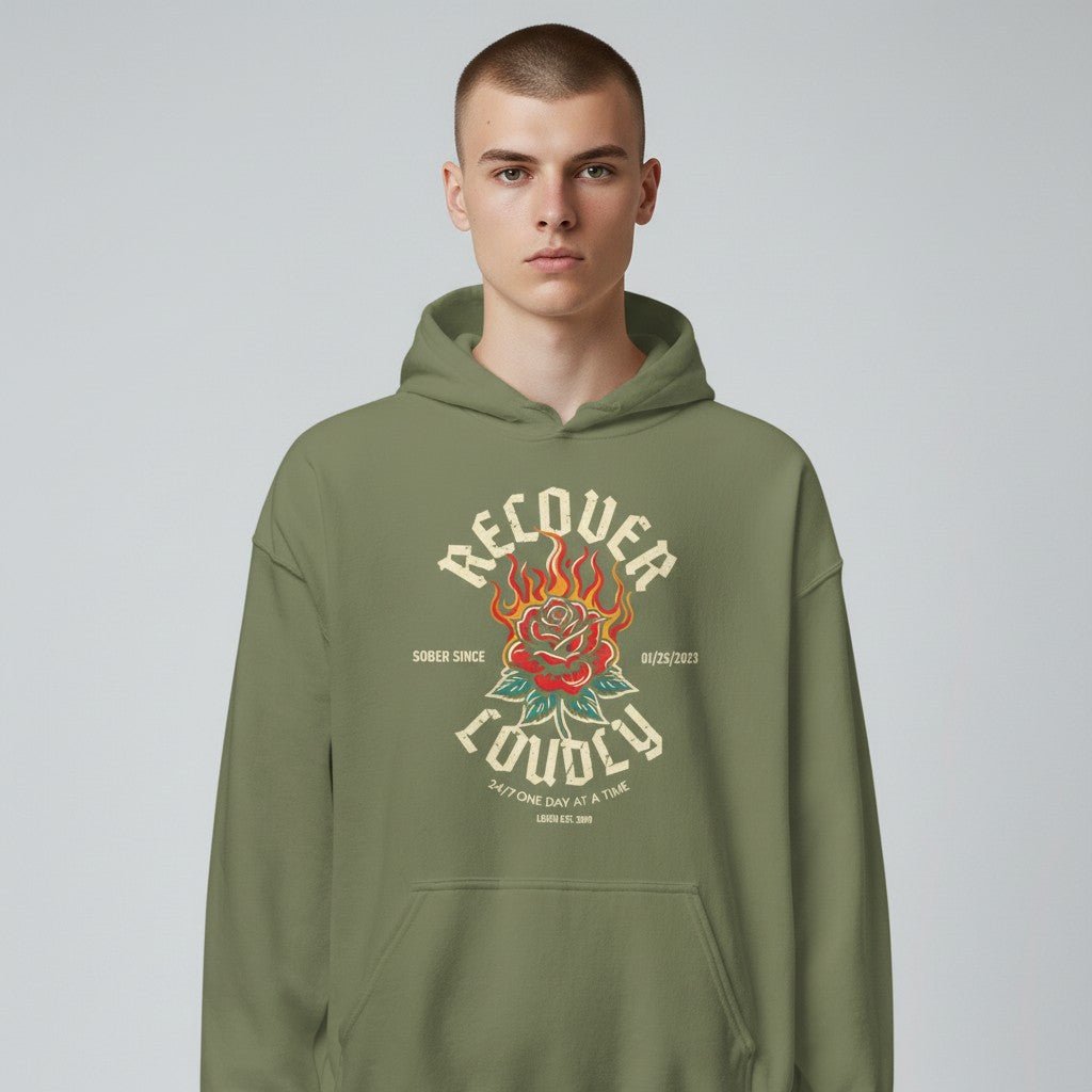 Recovery Hoodie | Recover Loudly Custom Sobriety Date Hoodie