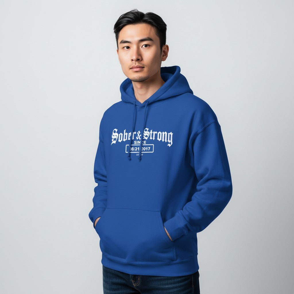 Recovery Hoodie | Men’s Old School Sober Hoodie with Custom Date