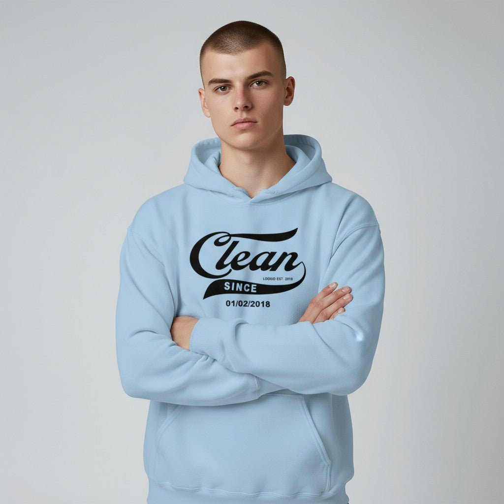 Recovery Hoodie | Men's Clean & Sober Hoodie with Custom Sobriety Date