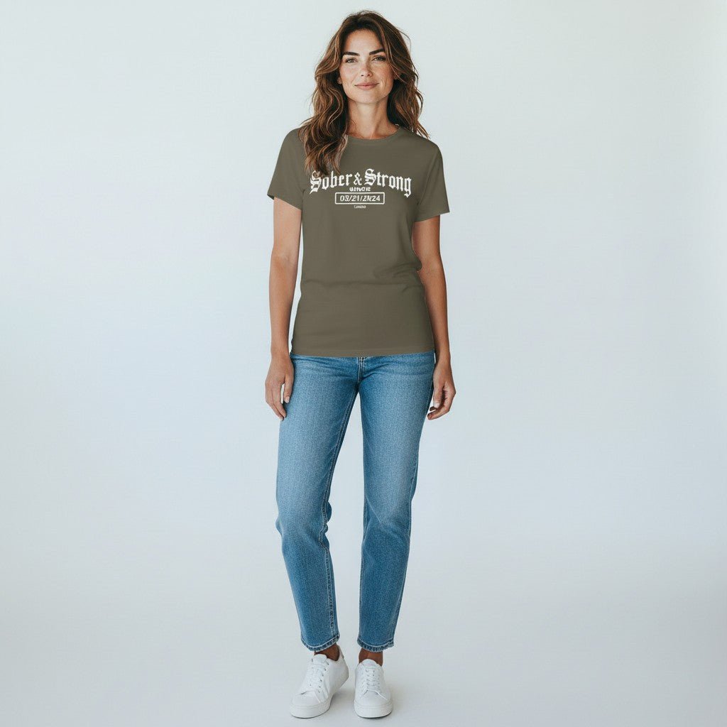 Sober T Shirt | Women’s Old School Tee with Personalized Sobriety Date