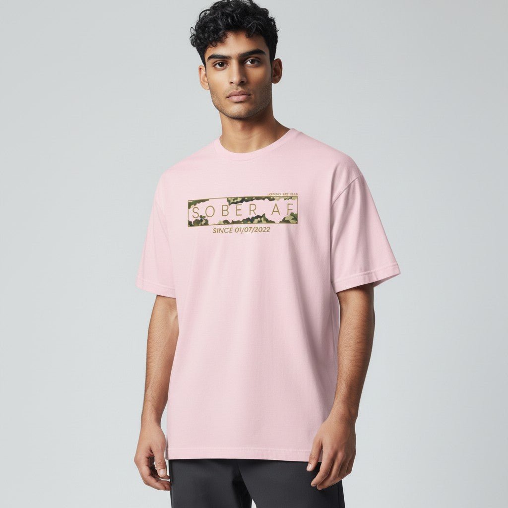 Sober T Shirt | Men’s Sober AF Camo Tee with Personalized Date