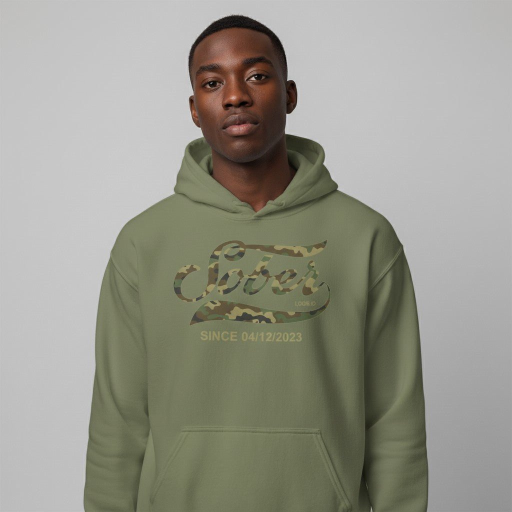Recovery Hoodie | Sober Since Camo Hoodie with Personalized Date