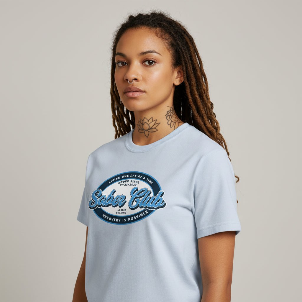 Sober Club Badge Sober T Shirt side view (view 6)