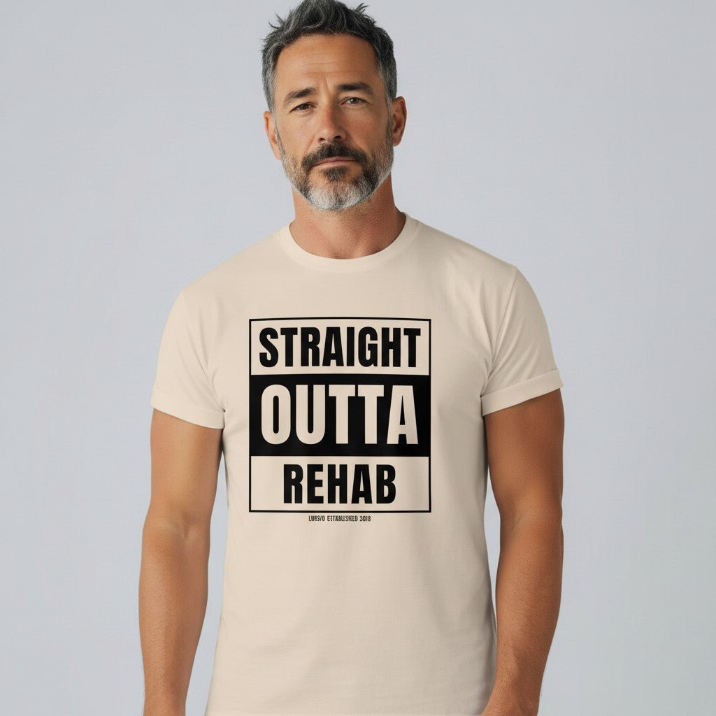 Straight Outta Rehab Sober T Shirt back view (view 27)