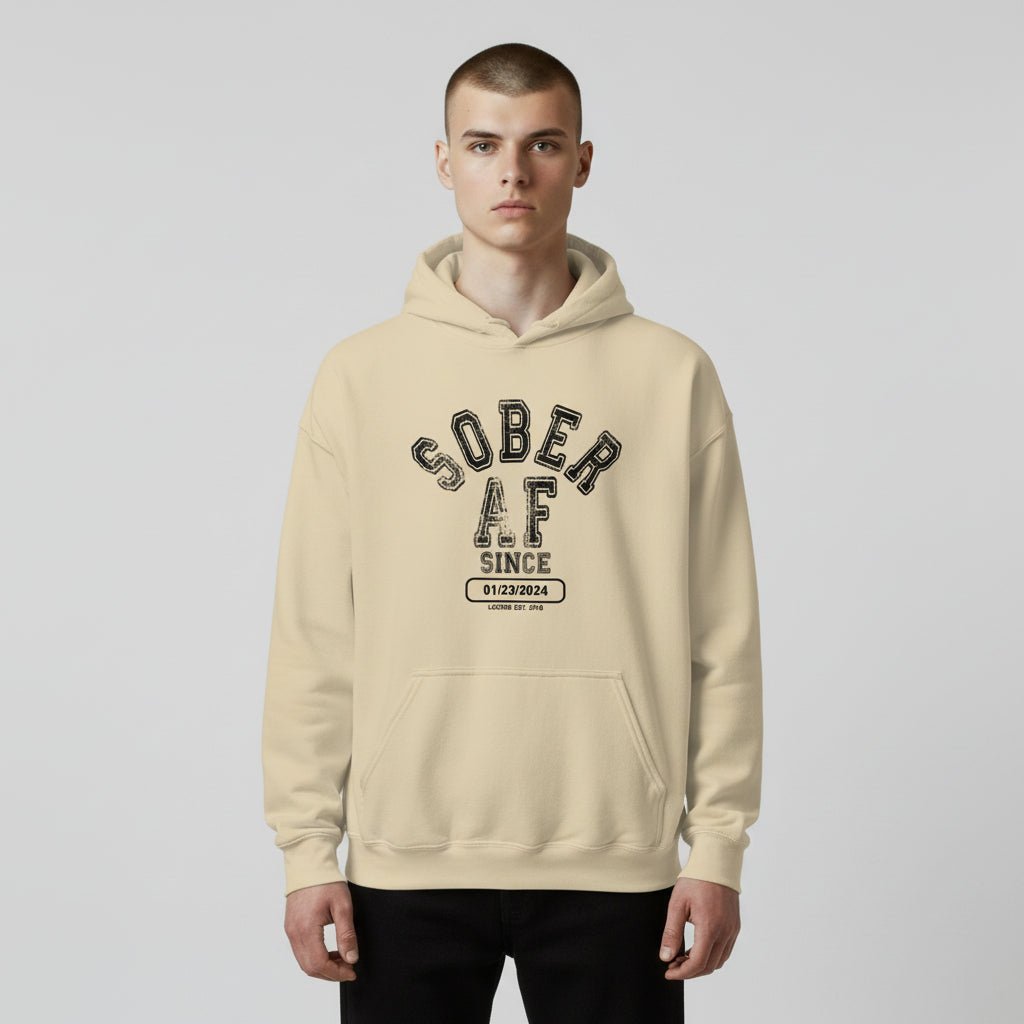 Recovery Hoodie | Sober AF Since Unisex Hoodie with Custom Sobriety Date