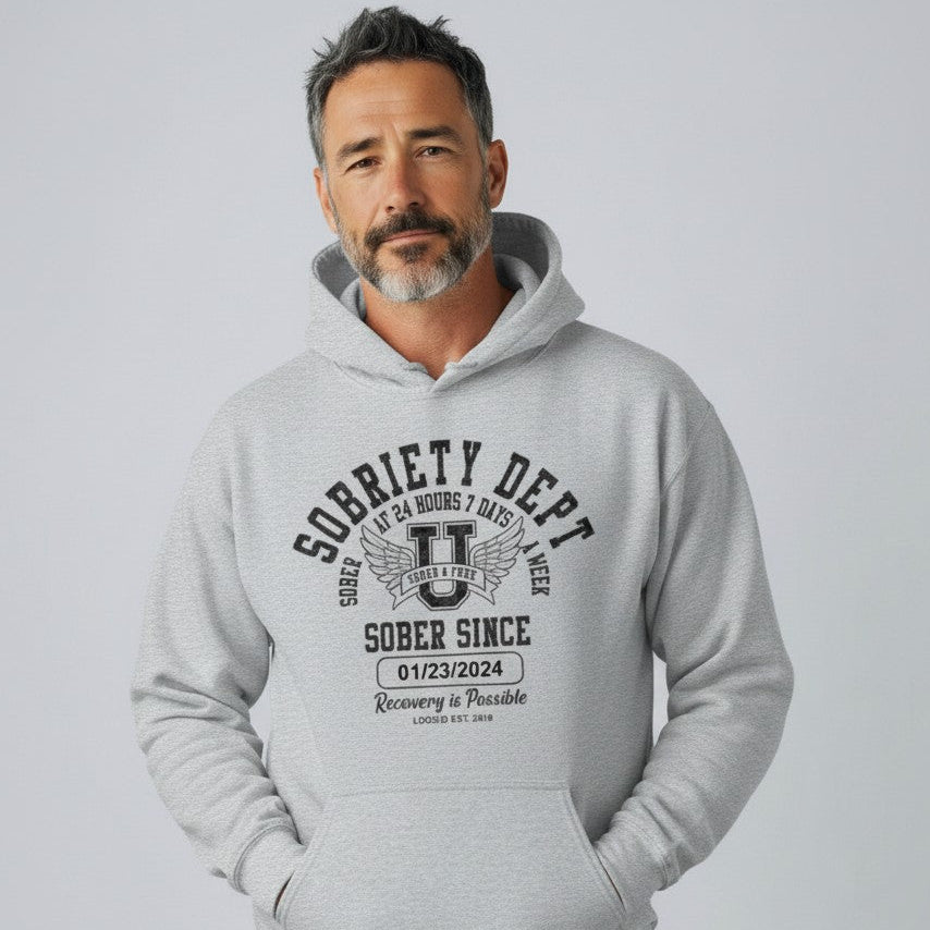 Recovery Hoodie | Sobriety Dept Unisex Hoodie with Custom Sobriety Date