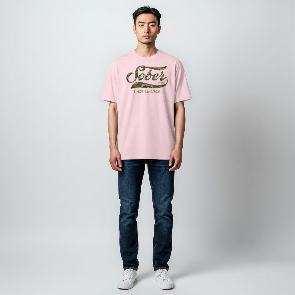 Sober T Shirt | Sober Since Camo Tee with Personalized Date