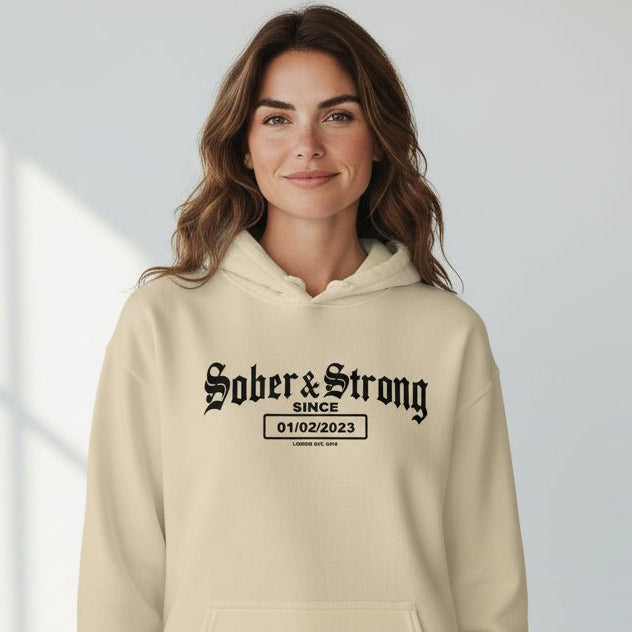 Recovery Hoodie | Unisex Old School Sober Hoodie with Custom Date