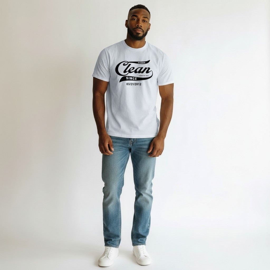 Clean Since Tee with Personalized Sobriety Date | Sober T Shirt