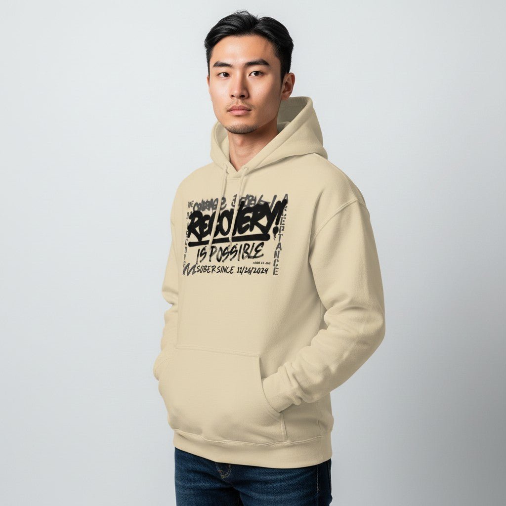 Recovery Hoodie | Men’s Recovery Is Possible Hoodie with Date