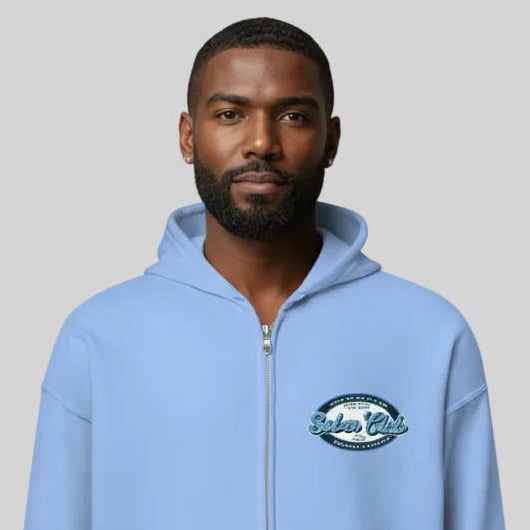 Sober Club Badge Unisex Zip Hoodie Front and Back Print Hoodie with Custom Sobriety Date (Front & Back)