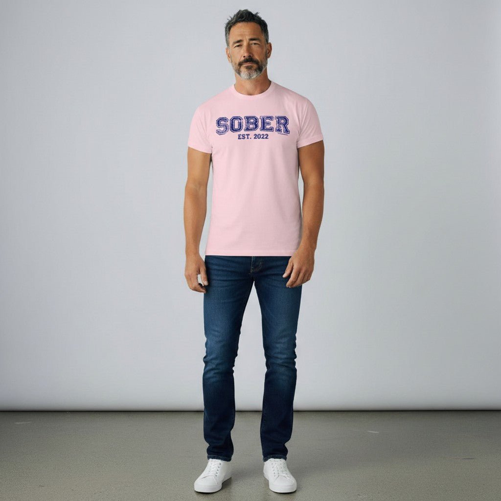 Men's Sober Est. Year T-Shirt w/ Personalized Sobriety Year