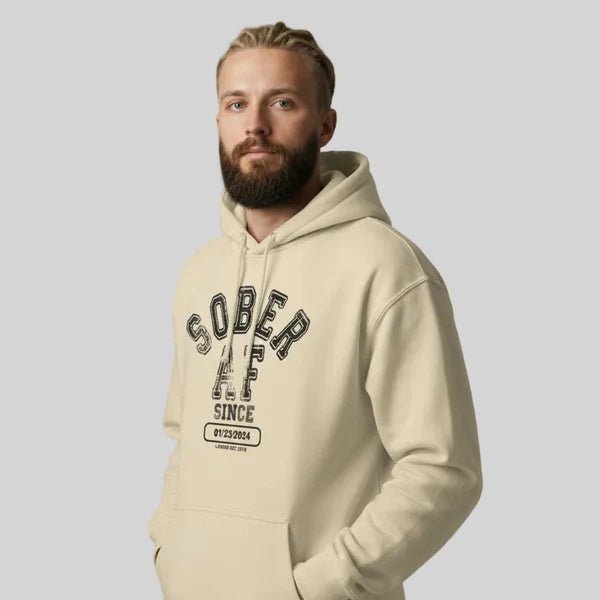 Recovery Hoodie | Sober AF Since Unisex Hoodie with Custom Sobriety Date