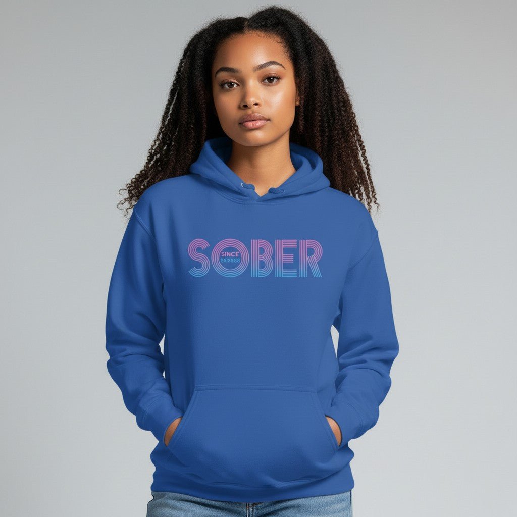 Recovery Hoodie | Retro Sobriety Date Hoodie with Personalized Date
