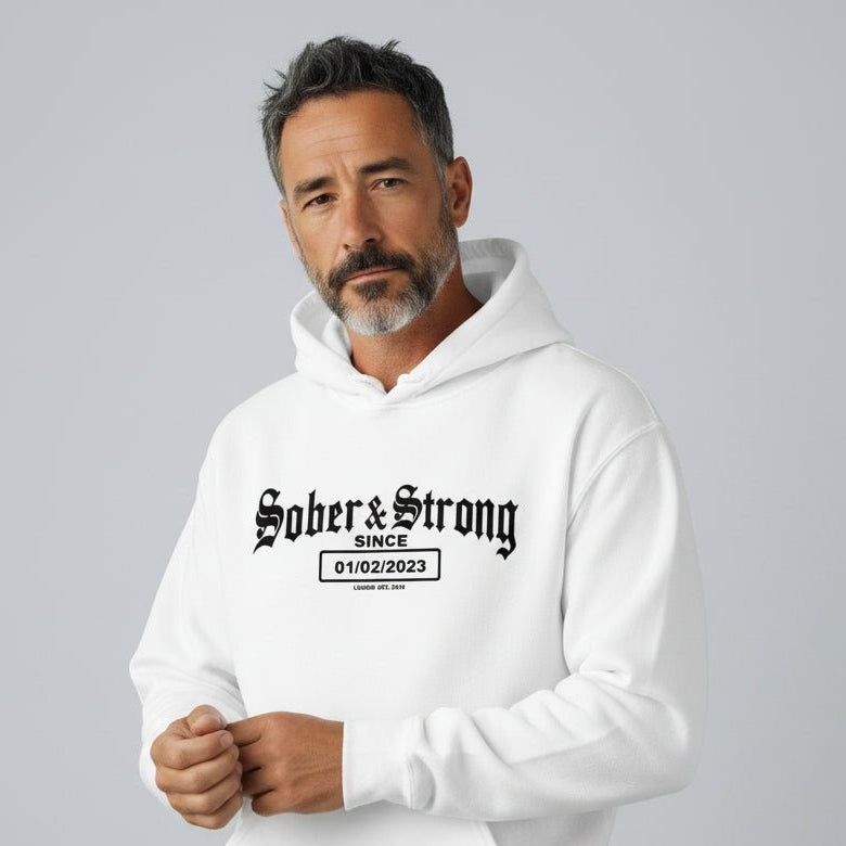 Recovery Hoodie | Unisex Old School Sober Hoodie with Custom Date