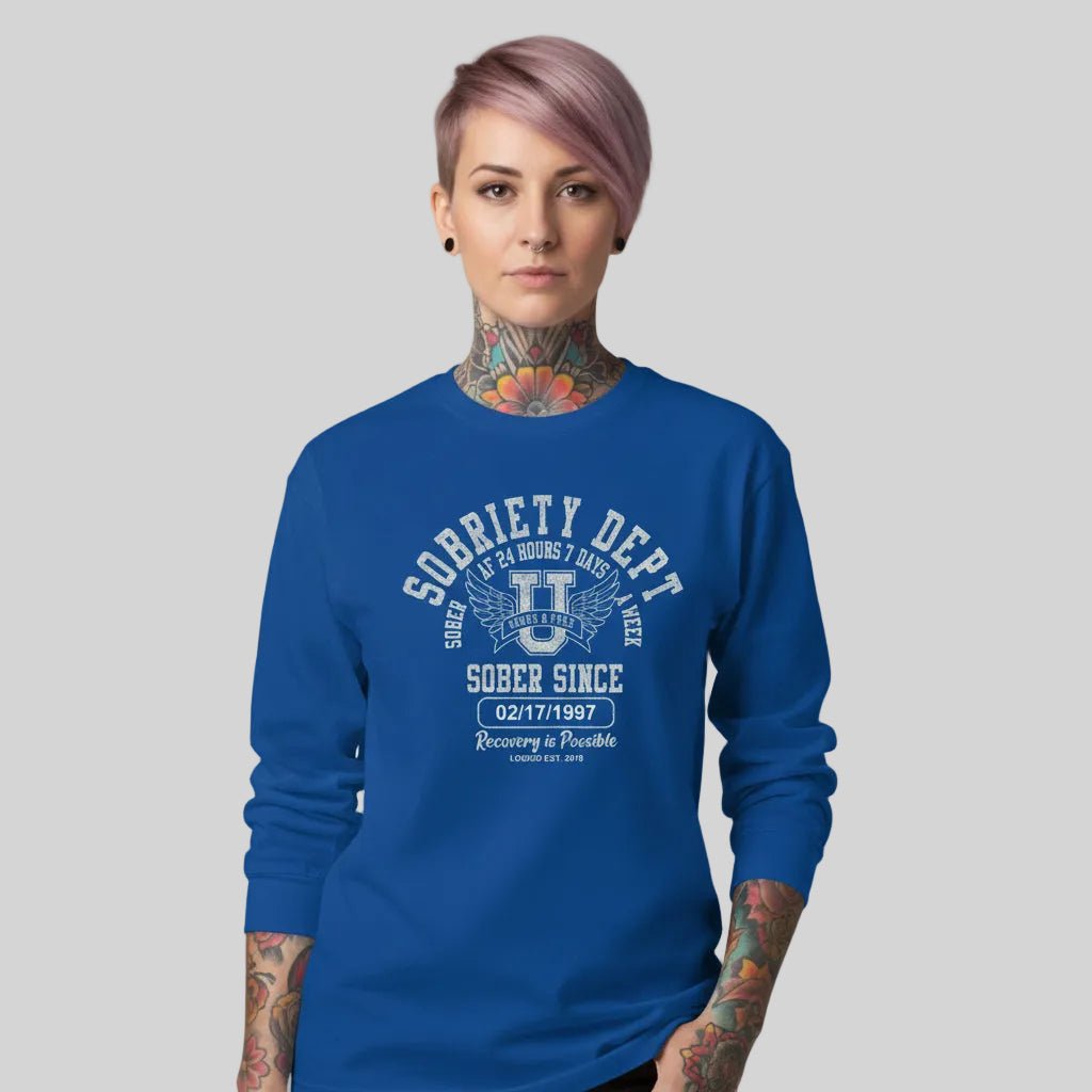 Sobriety Dept 24 7 Long Sleeve Sober T Shirt featuring the design (view 21)