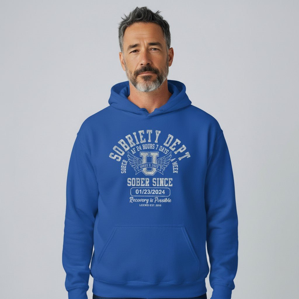 Recovery Hoodie | Sobriety Dept Hoodie with Custom Sobriety Date