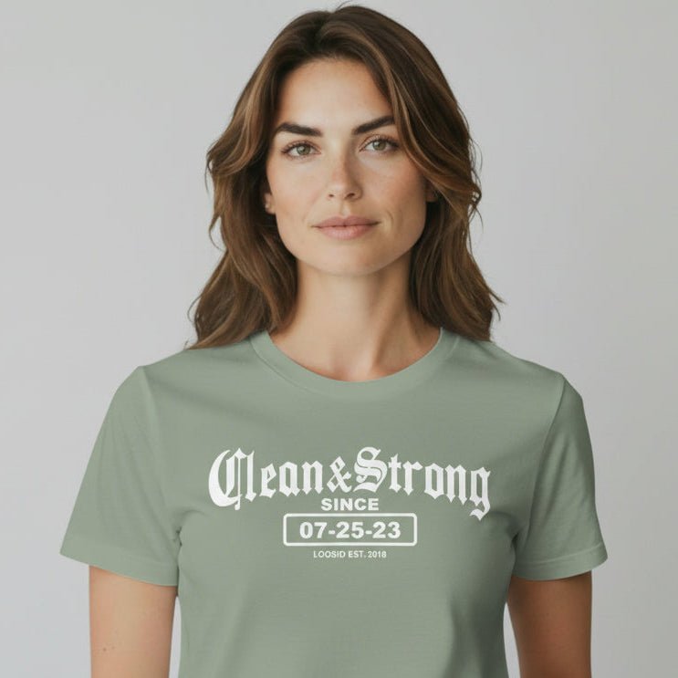 Clean & Strong Sober Sober T Shirt close-up view (view 12)