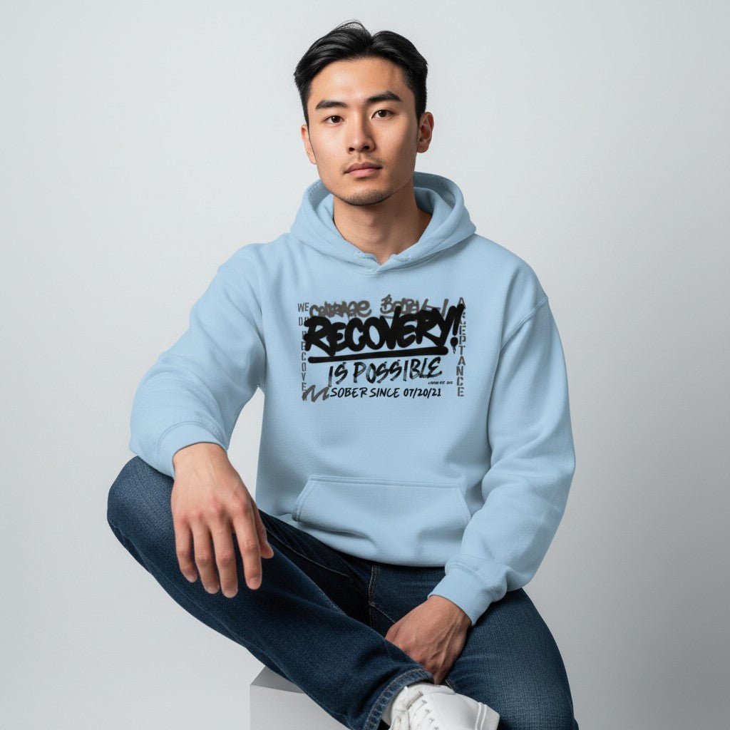 Recovery Hoodie | Men’s Recovery Is Possible Hoodie with Date