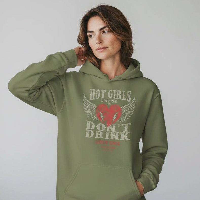 Recovery Hoodie | Hot Girls Don't Drink Custom Sobriety Date Hoodie