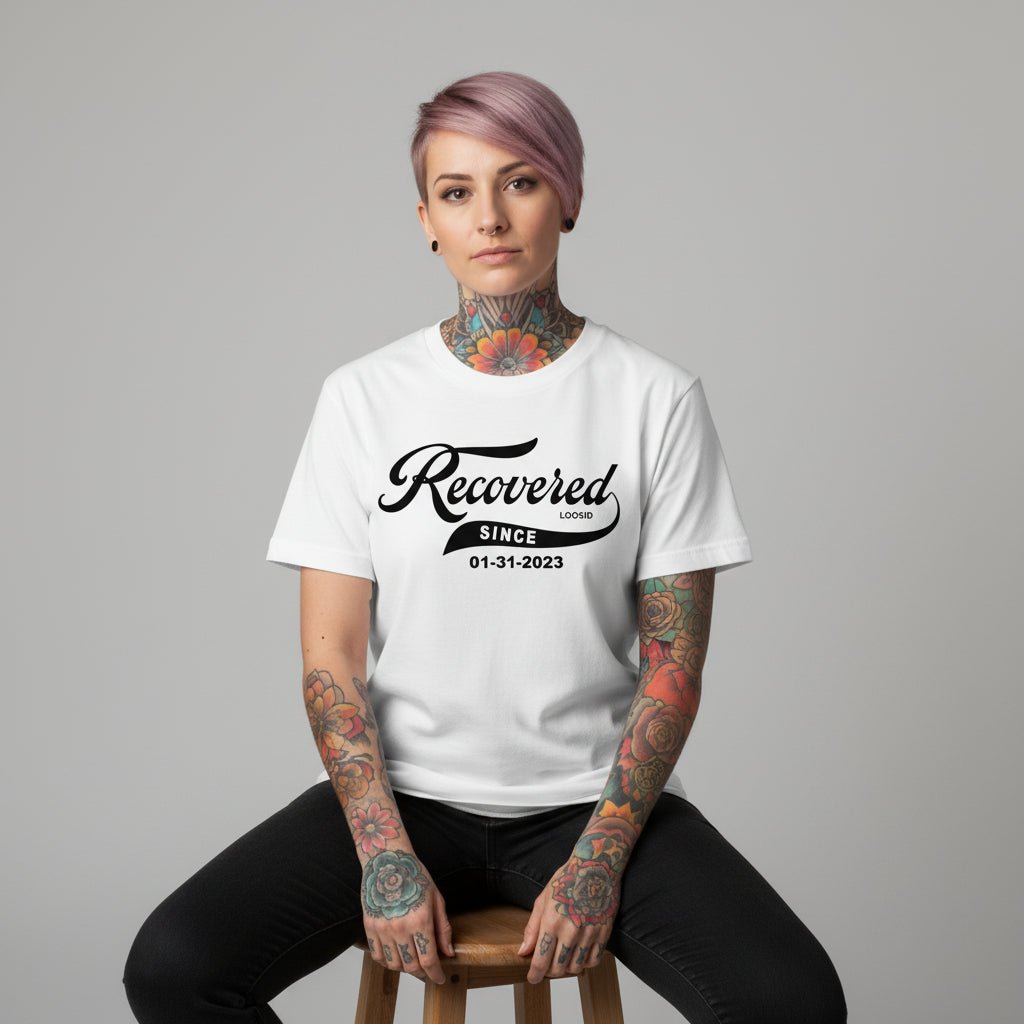 Recovered Since Sober T Shirt side view (view 26)