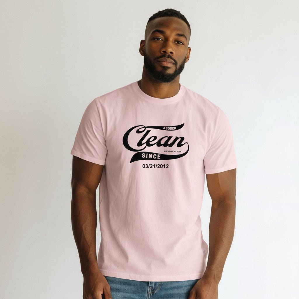 Clean Since Tee with Personalized Sobriety Date | Sober T Shirt