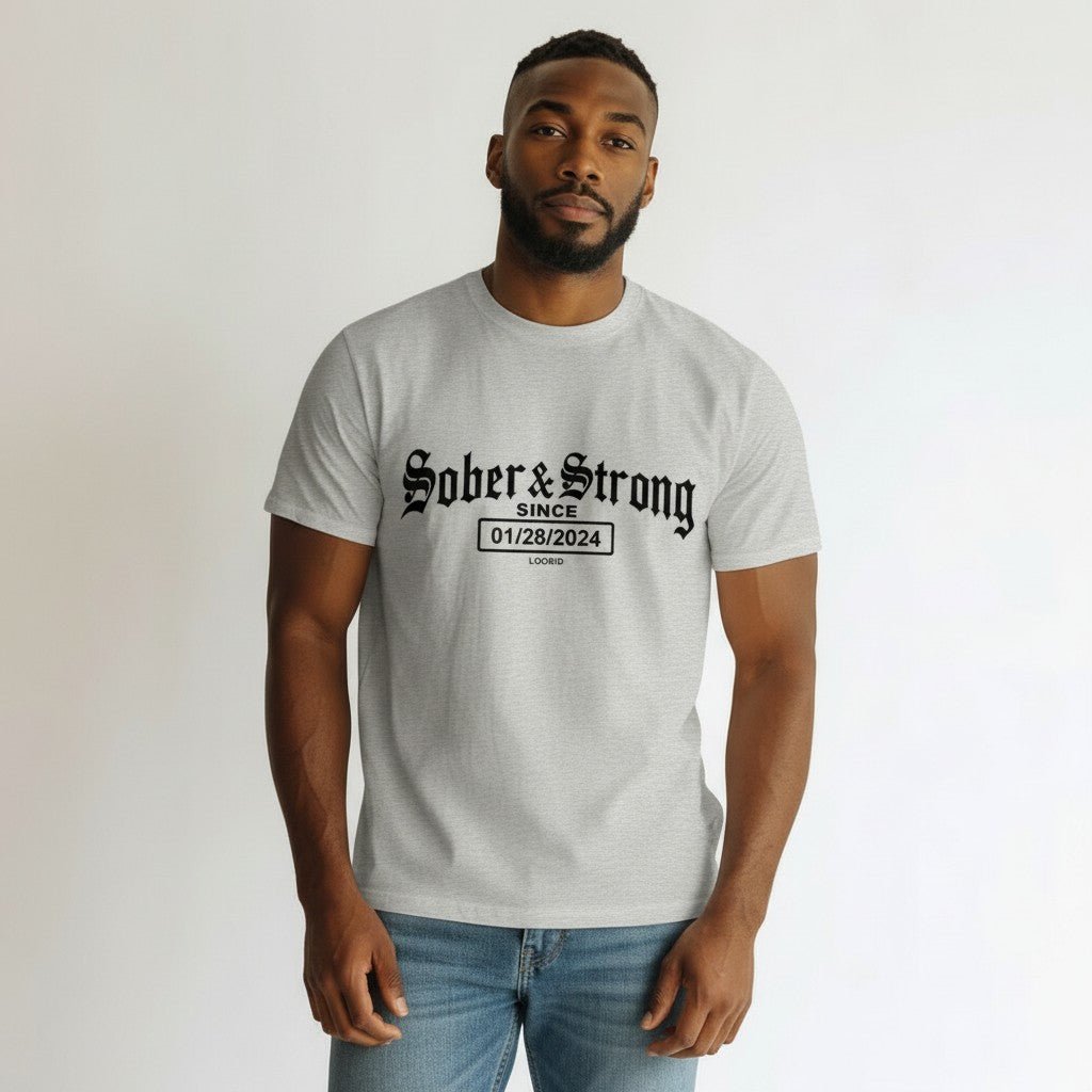 Sober T Shirt | Men’s Old School Tee with Personalized Sobriety Date
