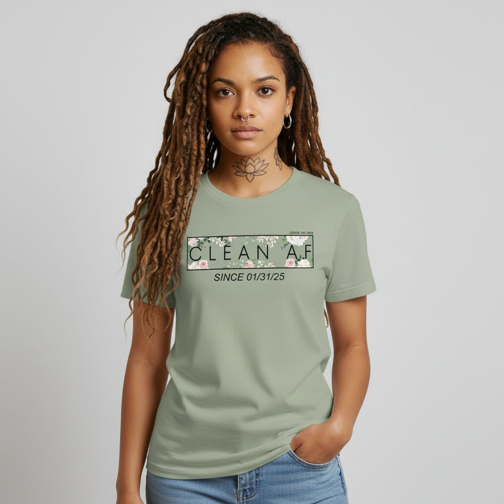 Clean AF Flower Sober T Shirt product photo (view 10)