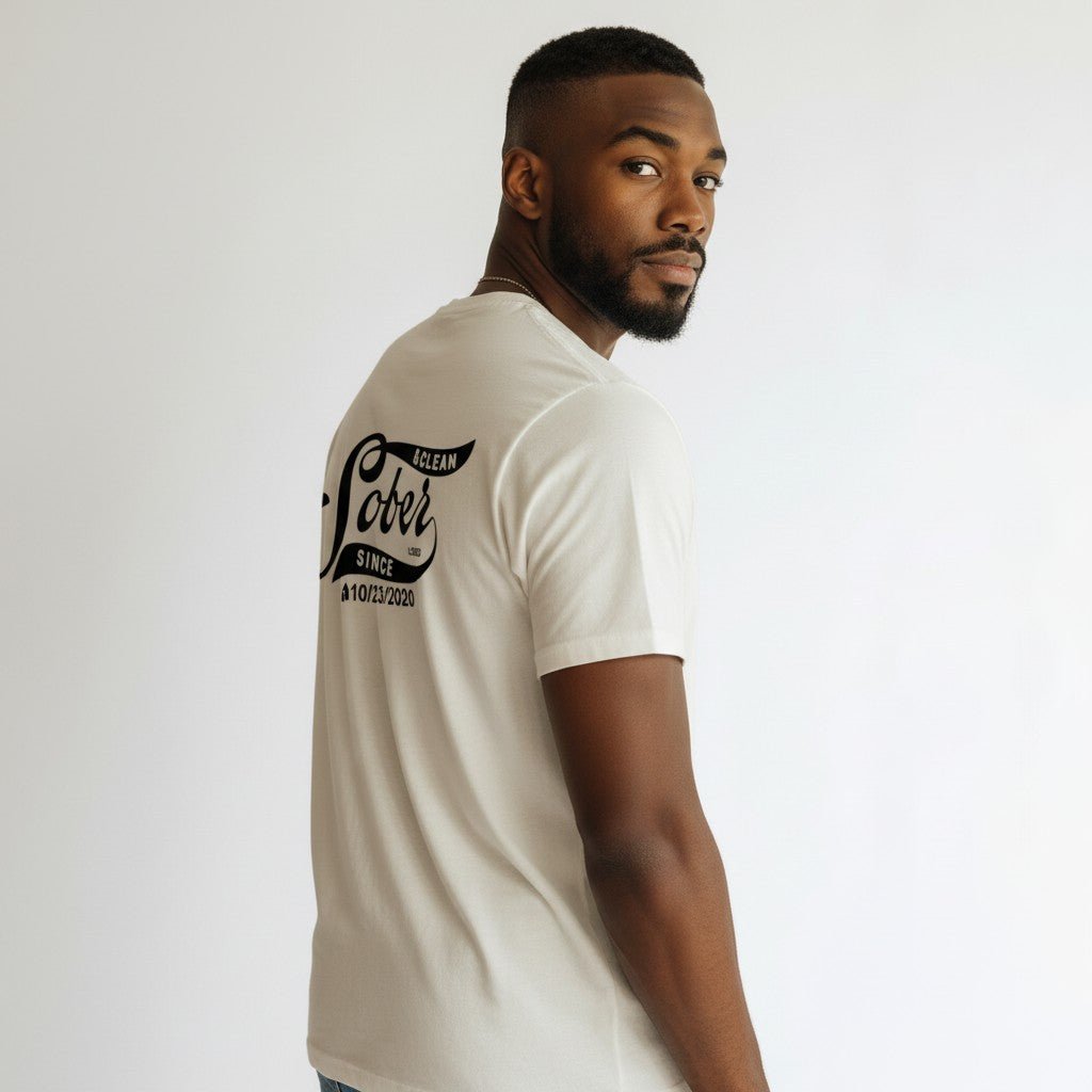 Mens Sober Since T-Shirt w/ Personalized Sobriety Date