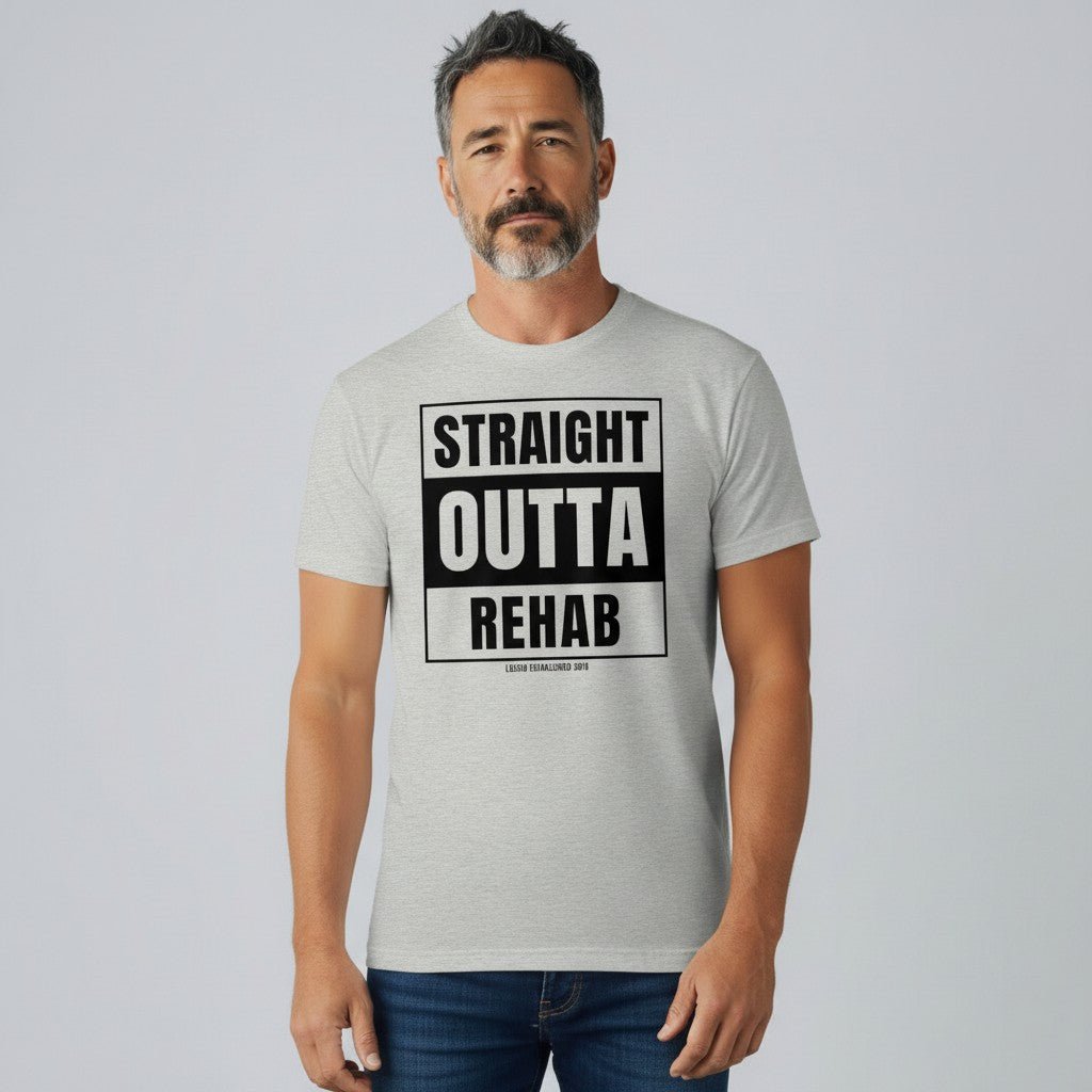 Straight Outta Rehab Sober T Shirt back view (view 17)