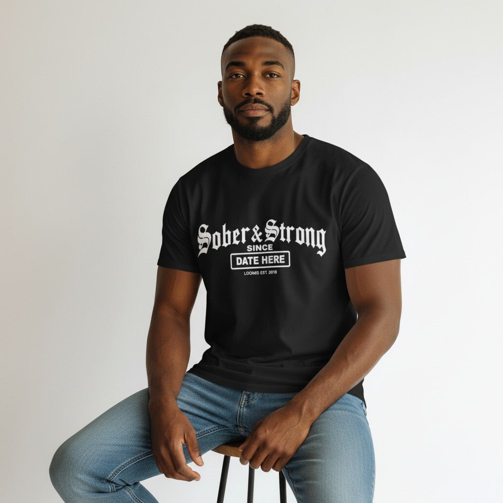 Sober T Shirt | Men’s Old School Tee with Personalized Sobriety Date