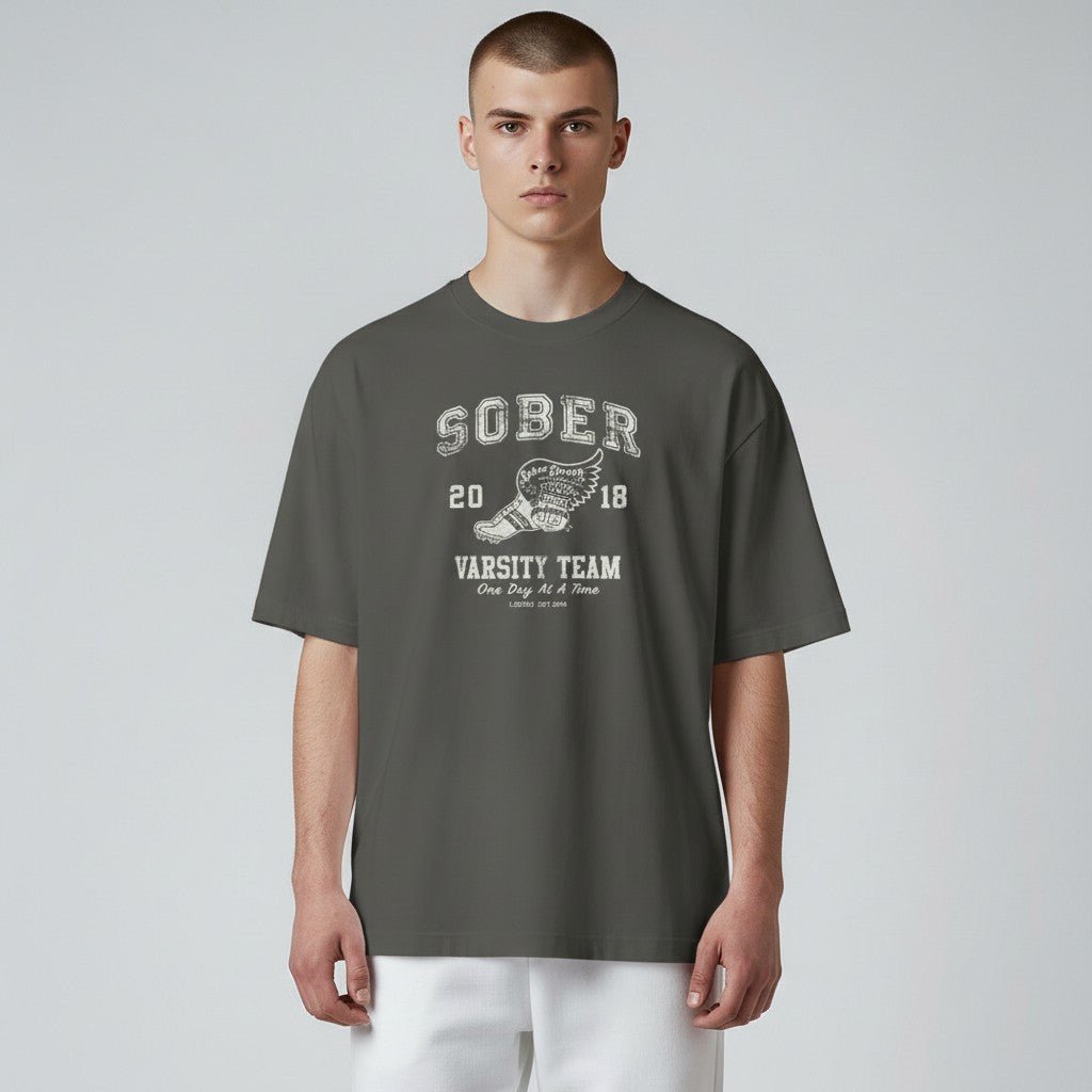 Flat lay of the Sober Varsity Sober T Shirt, a meaningful Sober Shirt (view 14)