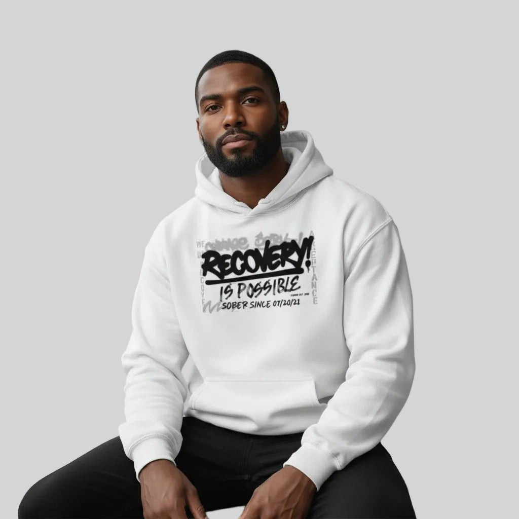 Recovery Hoodie | Men’s Recovery Is Possible Hoodie with Date