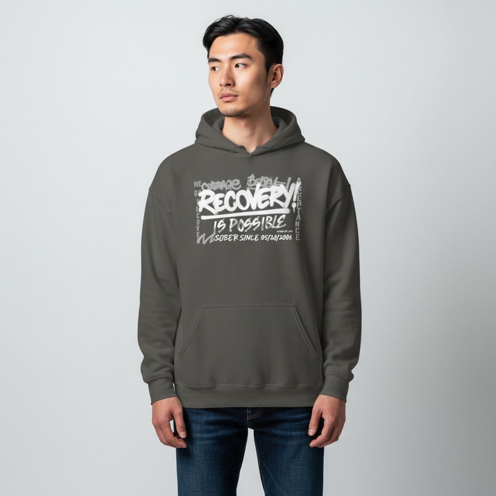 Recovery Hoodie | Men’s Recovery Is Possible Hoodie with Date